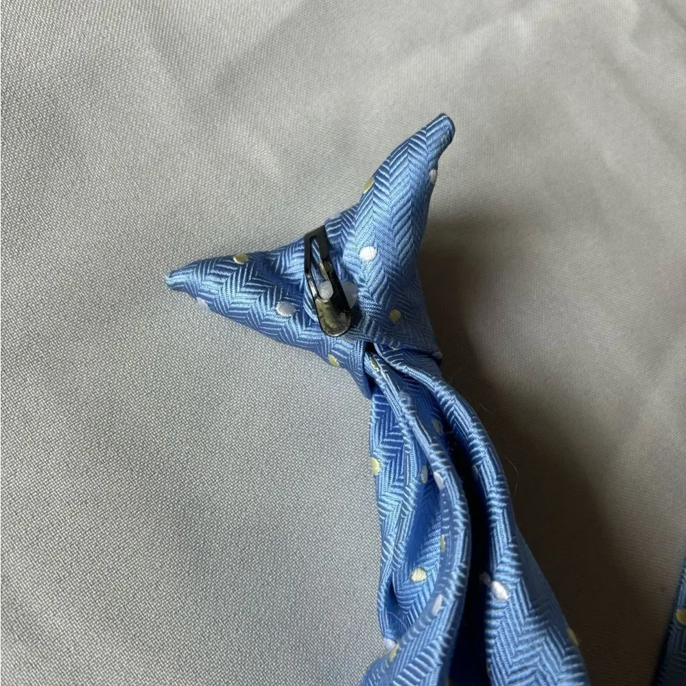 Boys Clip On Tie Lite Blue Pattern by George